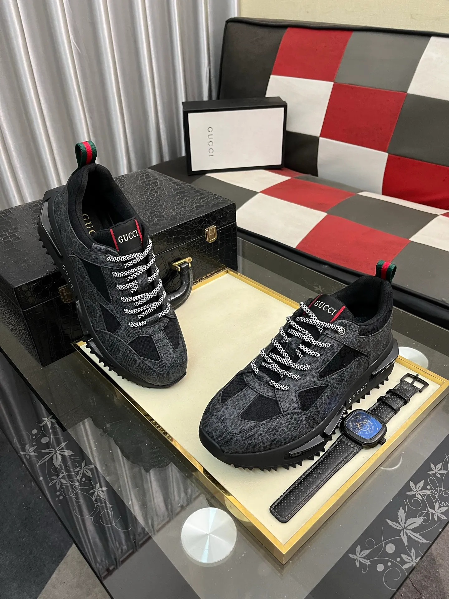Men's Men's Shoes 💰458⌚️⌚️《GUCCI》The latest hot-selling casual shoes, top brand [seduce] luxury~purchase, top~quality. Products sold at the counter [strong] Original embossed calfskin fabric ➕ Comfortable sheepskin lining, code number: 38-443️⃣colors available